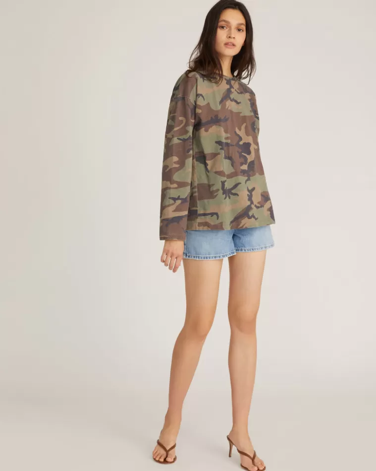 Cheap MARISSA WEBB So Relaxed Boyfriend Slub Jersey Long Sleeve Camo Tee Woodland Camo