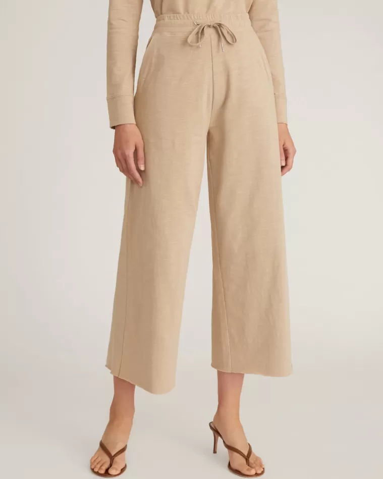 Store MARISSA WEBB So Relaxed Slub Cotton Wide Leg Lounge Pant Sand