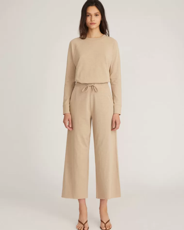 Store MARISSA WEBB So Relaxed Slub Cotton Wide Leg Lounge Pant Sand