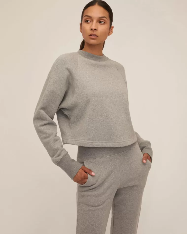 Online MARISSA WEBB So Uptight Cropped Raglan French Terry Sweatshirt In Heather Grey