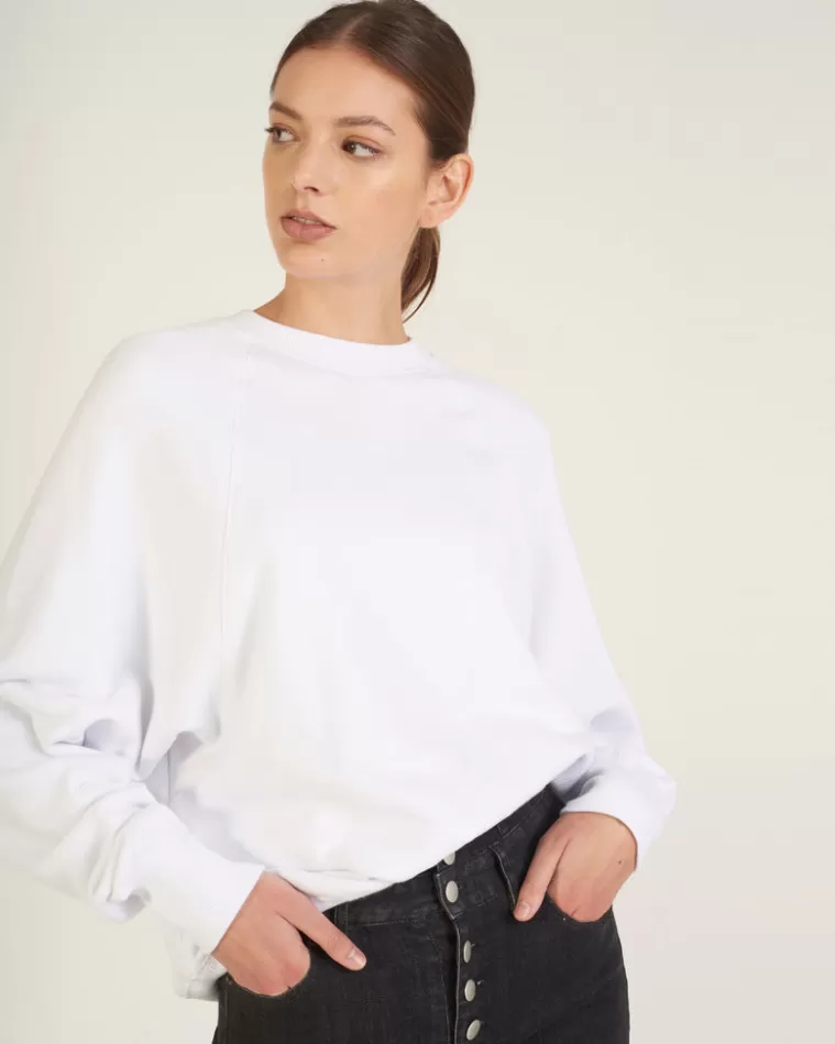 New MARISSA WEBB So Uptight Drop Raglan French Terry Sweatshirt In White