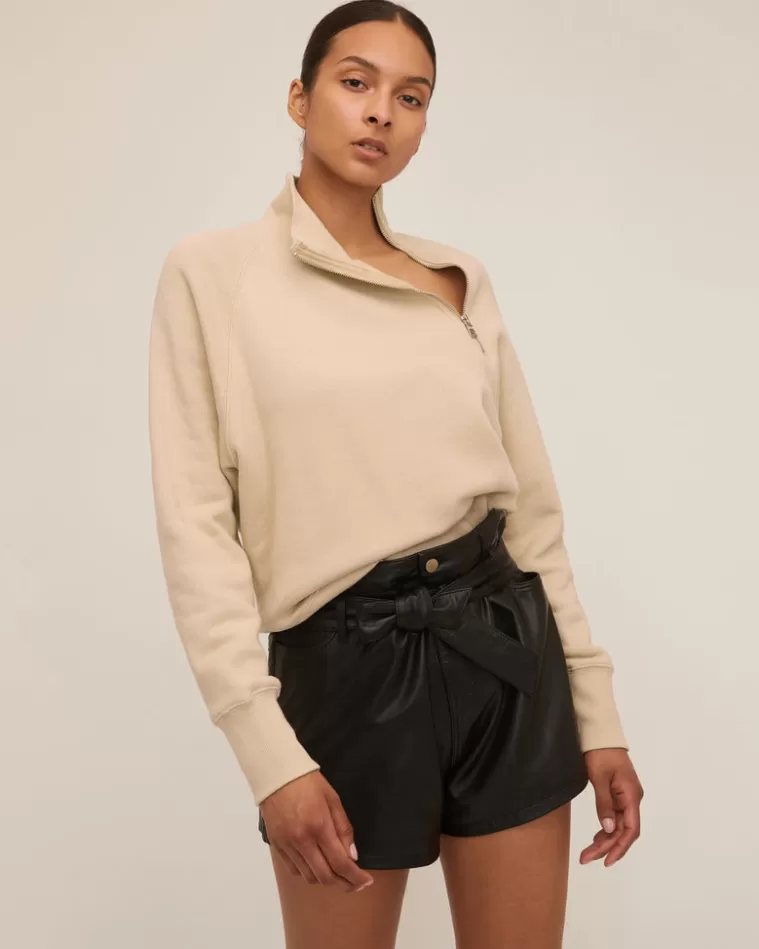 Discount MARISSA WEBB So Uptight French Terry Funnel Neck Zip Sweatshirt In Sand