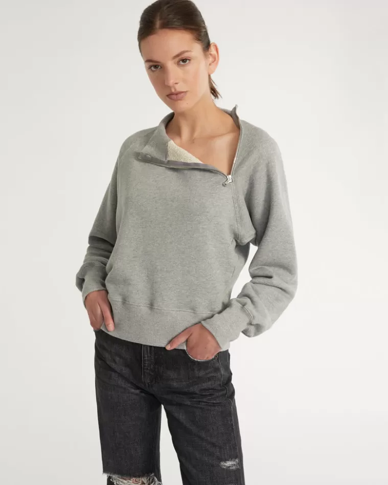 Sale MARISSA WEBB So Uptight French Terry Funnel Neck Zip Sweatshirt In Heather Grey