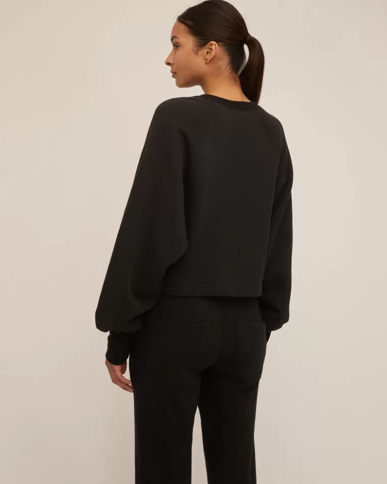 Online MARISSA WEBB So Uptight French Terry Plunge Henley Sweatshirt In Black