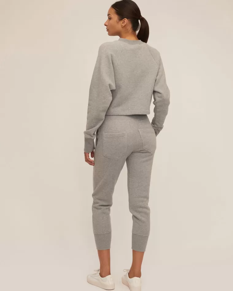 Outlet MARISSA WEBB So Uptight French Terry Plunge Henley Sweatshirt In Heather Grey