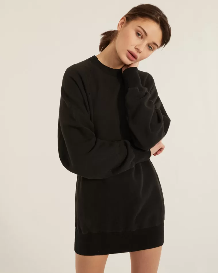 Fashion MARISSA WEBB So Uptight French Terry Raglan Crew Sweatshirt Dress In Black