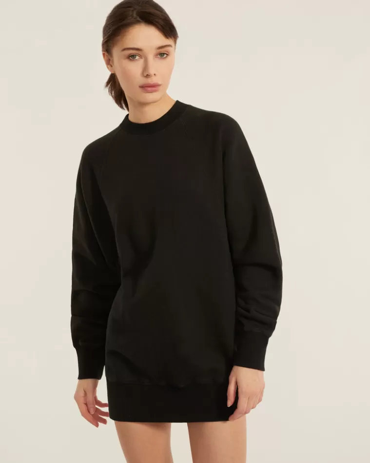 Fashion MARISSA WEBB So Uptight French Terry Raglan Crew Sweatshirt Dress In Black