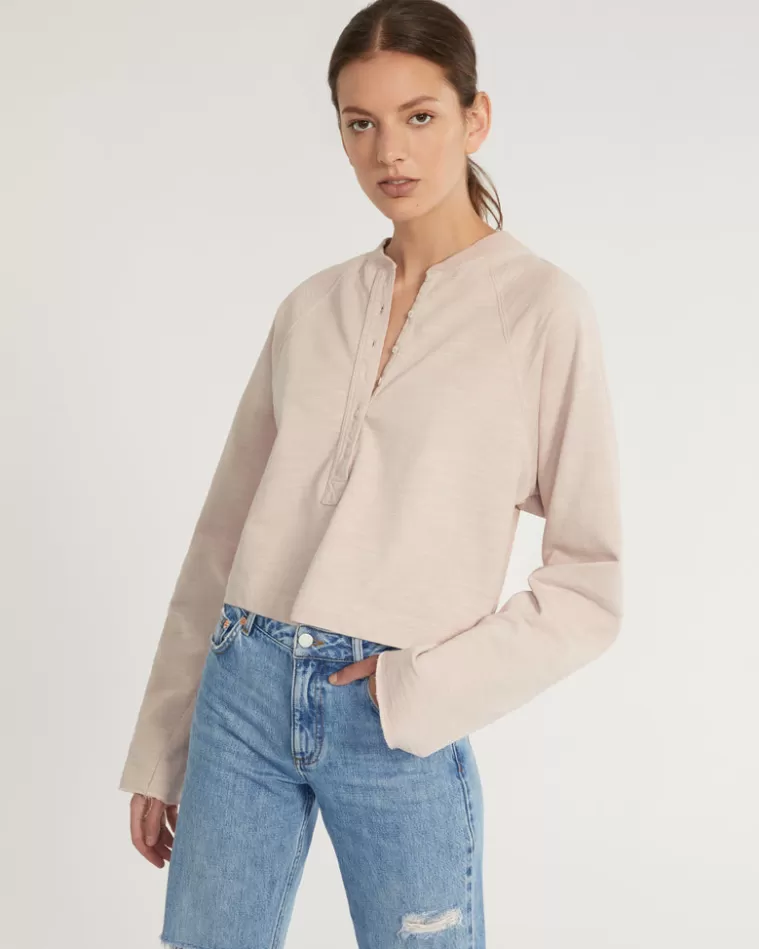 Outlet MARISSA WEBB So Uptight Lightweight Slub Cotton Plunge Henley In Quartz