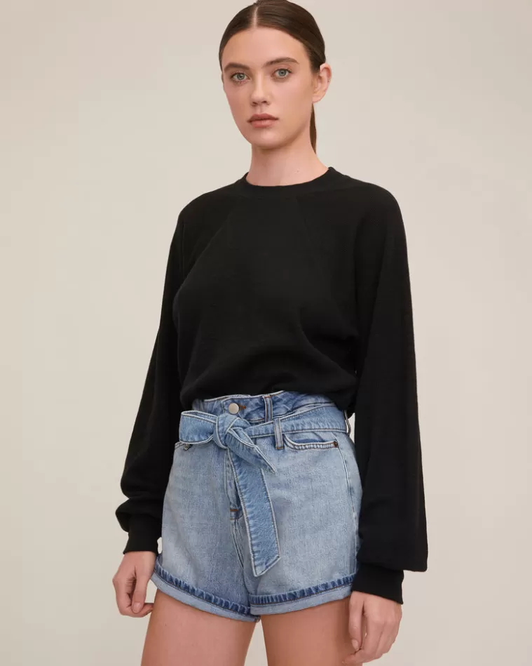 Shop MARISSA WEBB So Uptight Waffle Knit Crewneck In Black