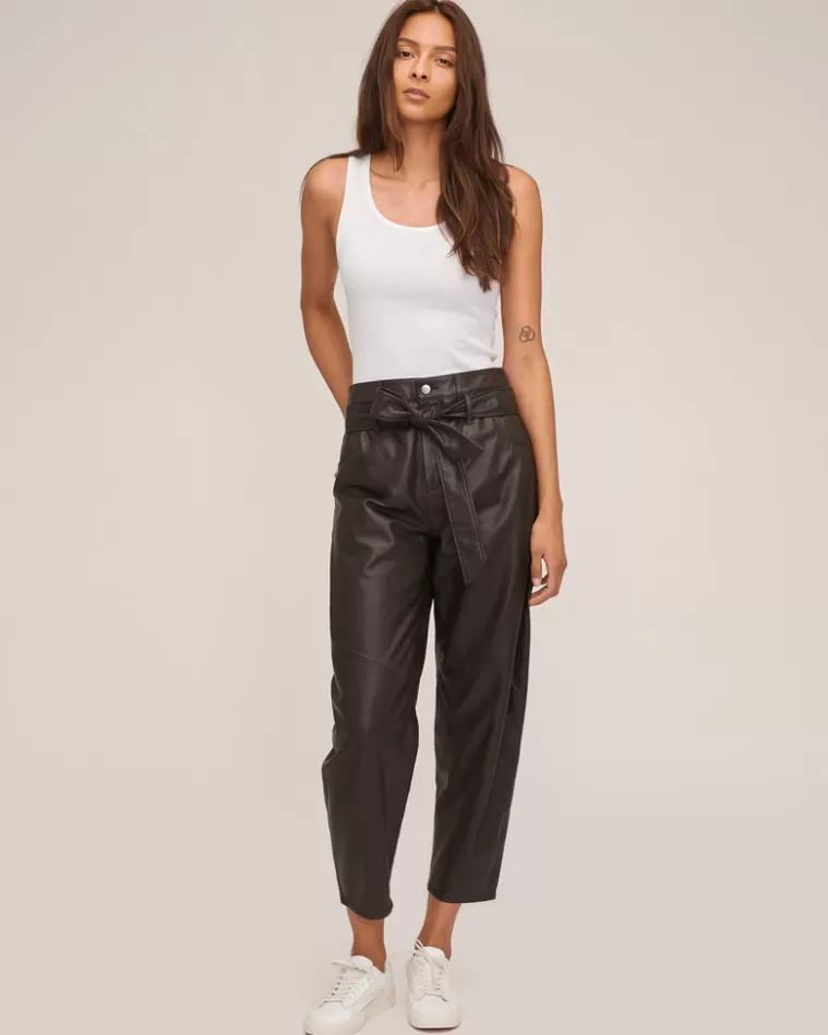 Fashion MARISSA WEBB Stevie Barrel Leg Leather Pant In Chocolate