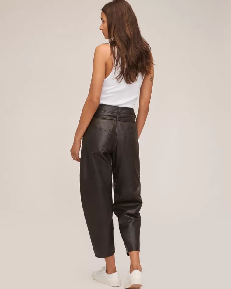 Fashion MARISSA WEBB Stevie Barrel Leg Leather Pant In Chocolate