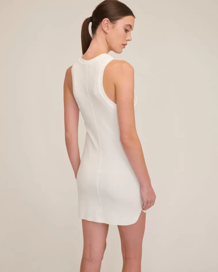 Sale MARISSA WEBB Stretch Waffle Liam Slim Knit Mini Dress In Off White