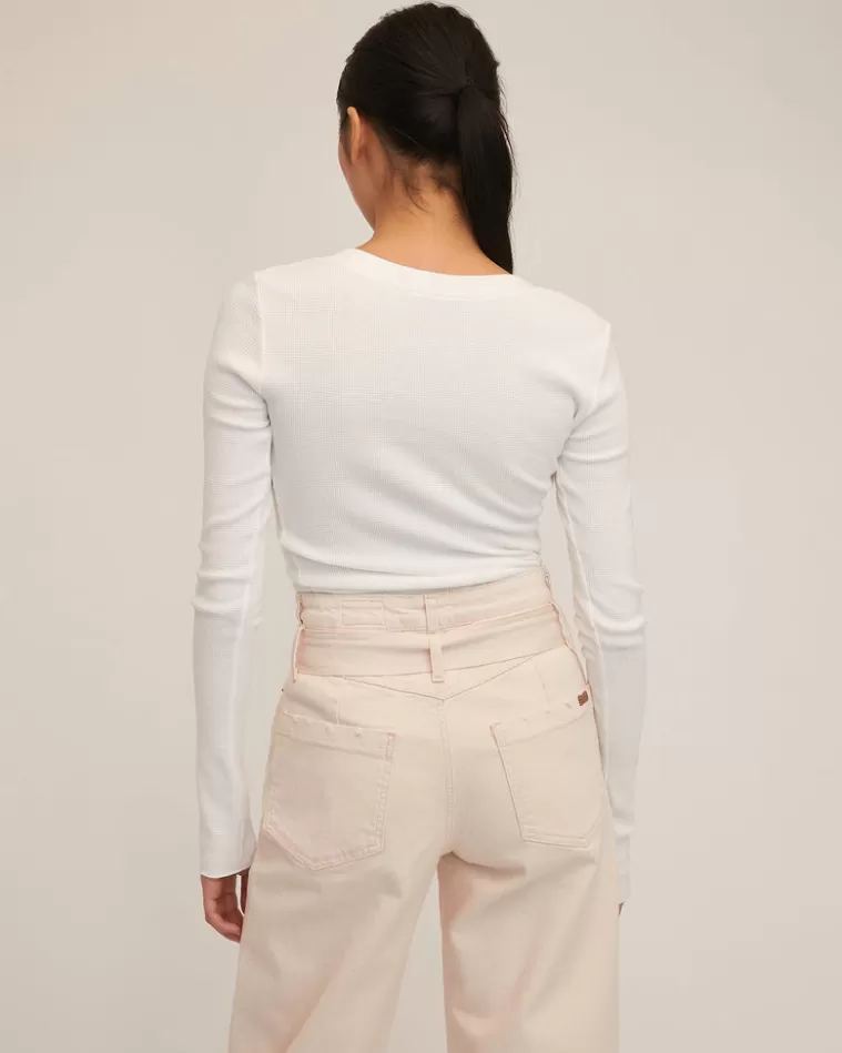 Outlet MARISSA WEBB Stretch Waffle Sloan Slim Knit Henley In Off White