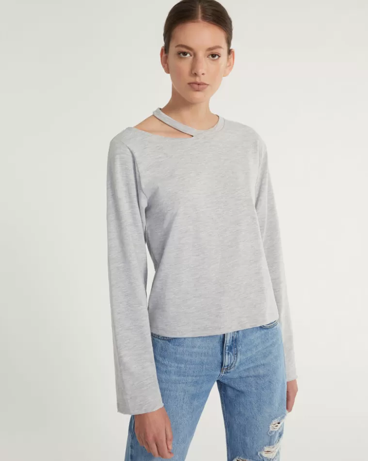 Online MARISSA WEBB Tate Cut Out Long Sleeve In Light Heather Grey