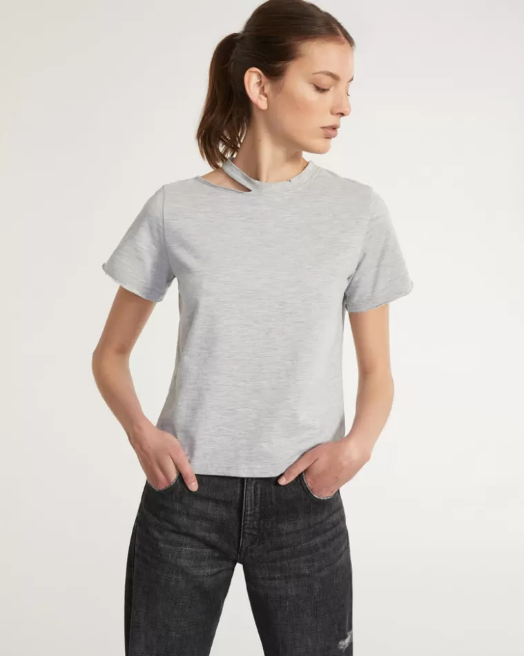 Clearance MARISSA WEBB Tate Cut Out Tee In Light Heather Grey