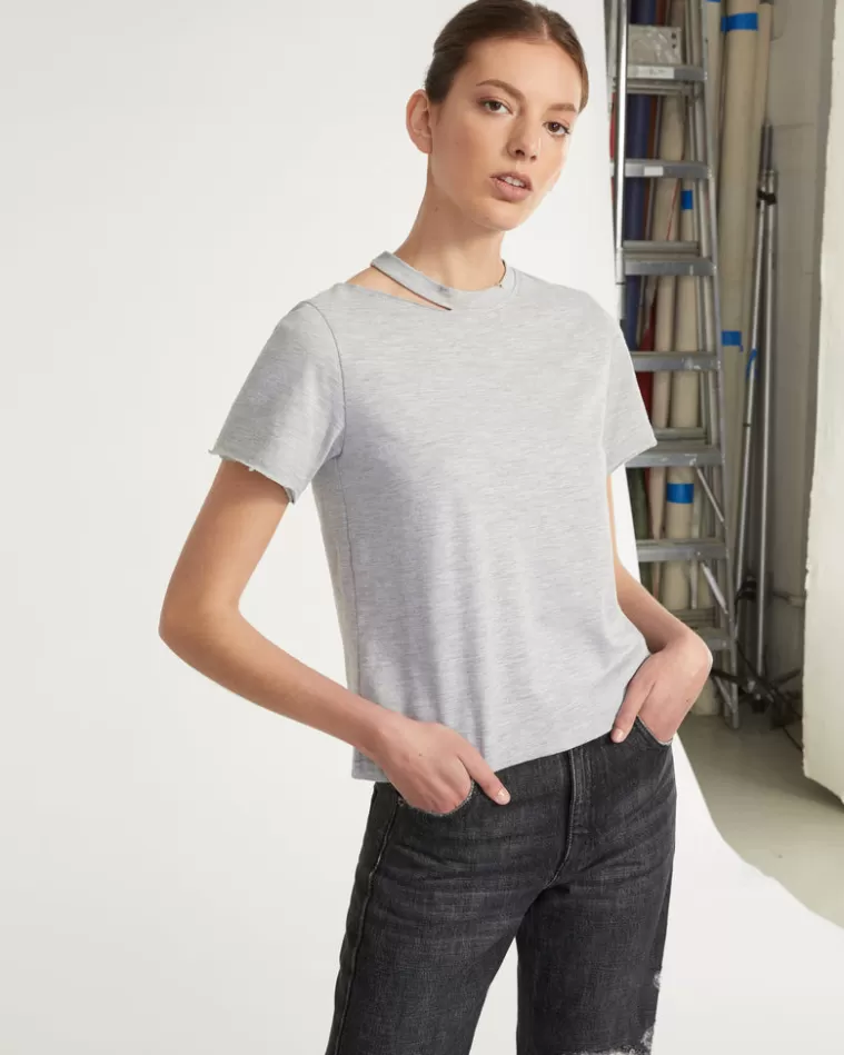 Clearance MARISSA WEBB Tate Cut Out Tee In Light Heather Grey