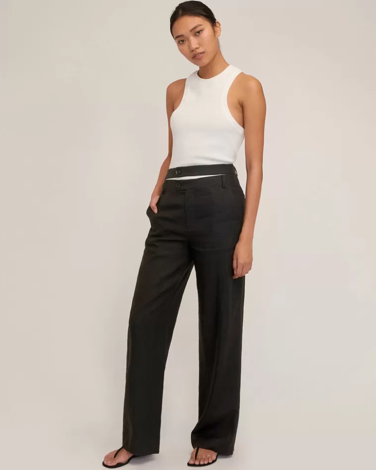 Cheap MARISSA WEBB Theo Linen Double Waist Trouser In Black Linen Black