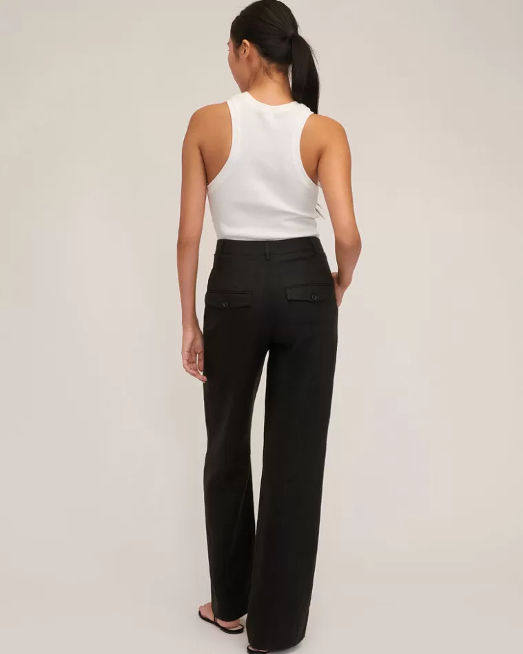 Cheap MARISSA WEBB Theo Linen Double Waist Trouser In Black Linen Black