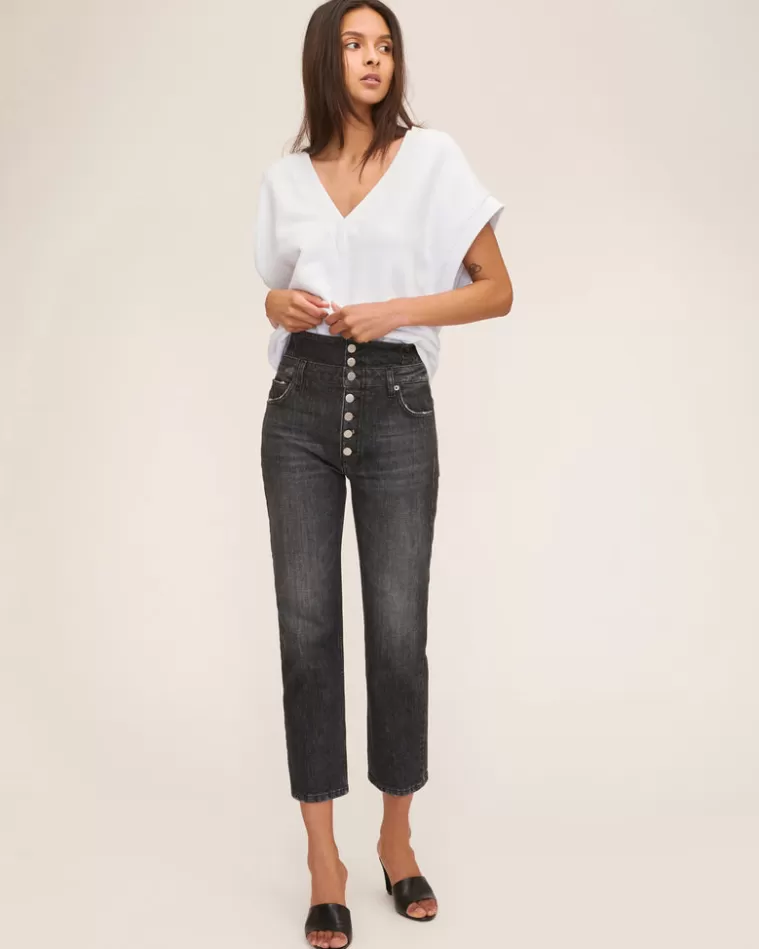 Discount MARISSA WEBB Turner Ii High Waist Corset Jean In Faded Black Stone Wash