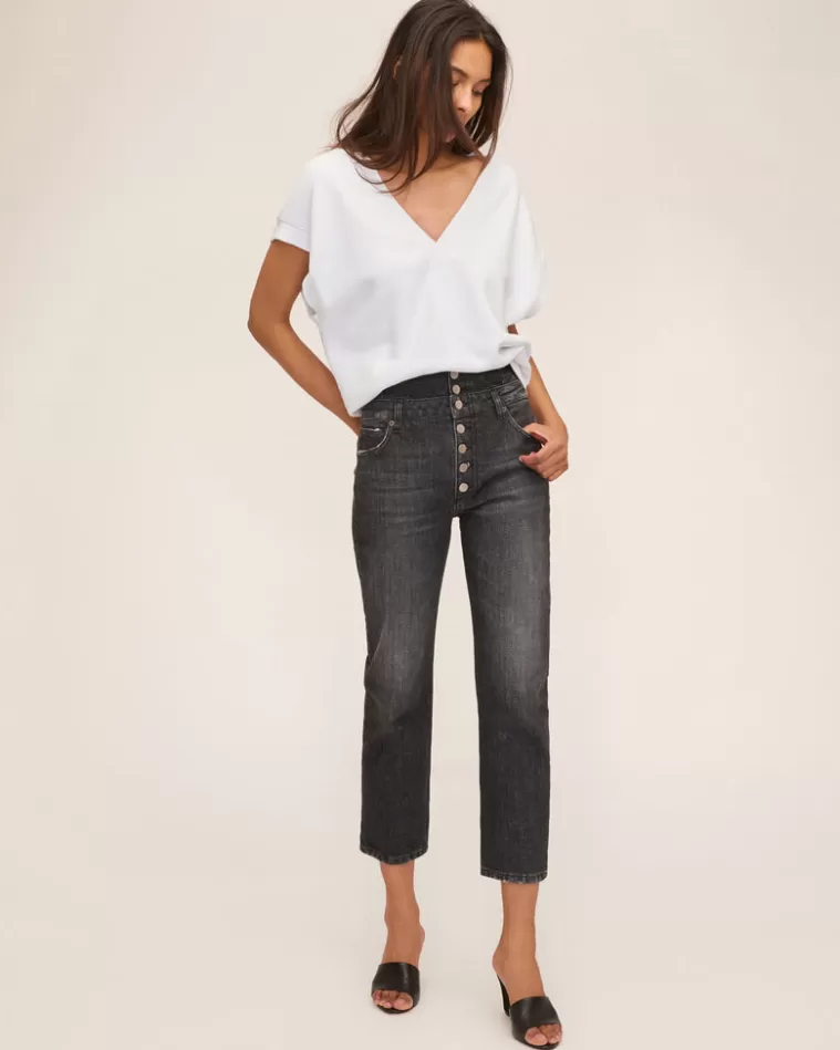 Discount MARISSA WEBB Turner Ii High Waist Corset Jean In Faded Black Stone Wash