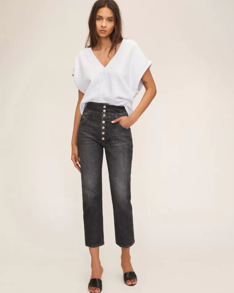 Discount MARISSA WEBB Turner Ii High Waist Corset Jean In Faded Black Stone Wash