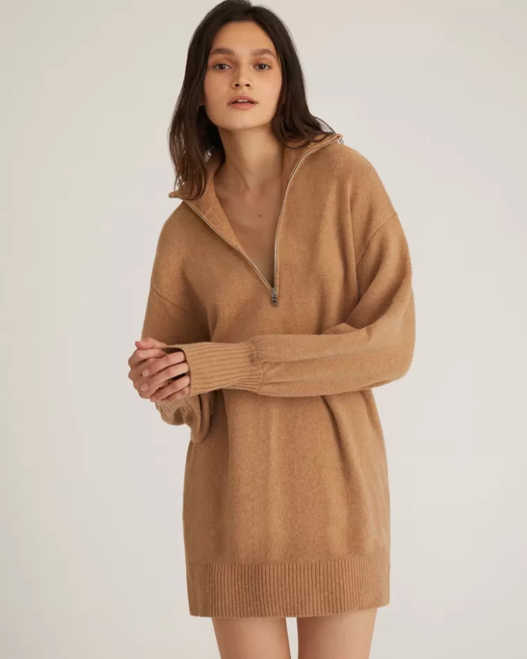 Best Sale MARISSA WEBB Wesley Slouchy Zip Front Cashmere Blend Sweater Dress In Camel