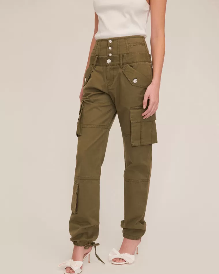 Hot MARISSA WEBB Willow Washed Canvas Corset Cargo Pant Military Green