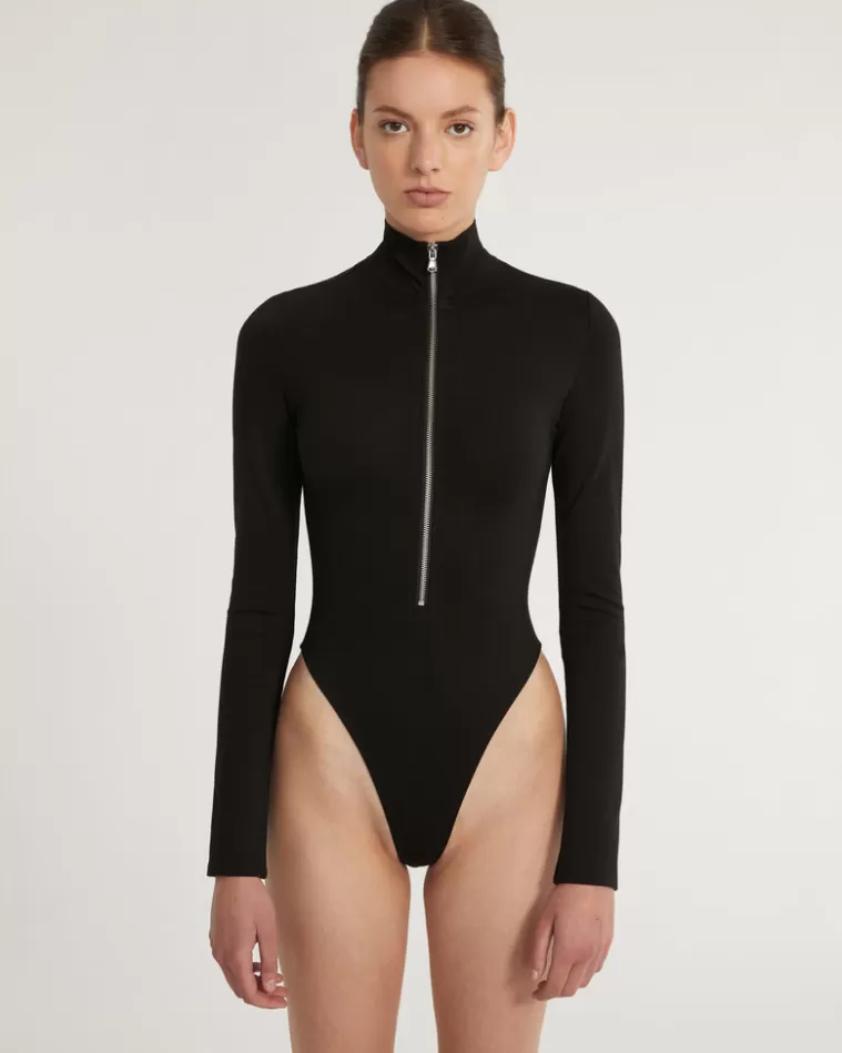 Flash Sale MARISSA WEBB Zip Front Bodysuit Black